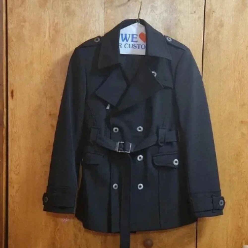 Spago Black Trench Belted Coat